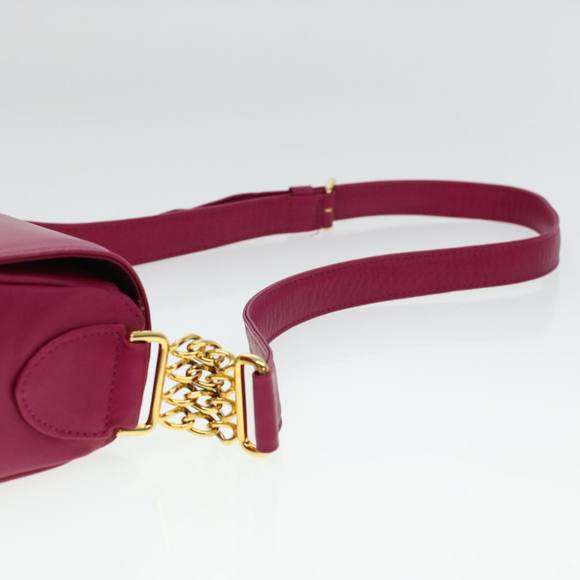 VALENTINO Chain Shoulder Bag Leather Pink Auth yk6951 - Picture 8 of 16